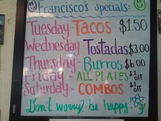 FRANCISCO'S SPECIALS