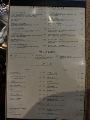 Drink menu