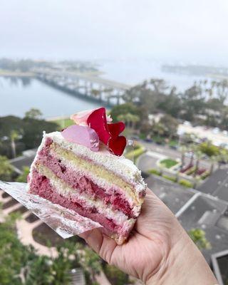 Cake with a view . This is le fraisier - it's gluten free!