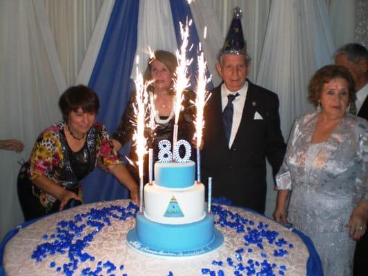 Custom Cake Topper with fireworks candles