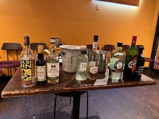 Liquor used for the cocktail class