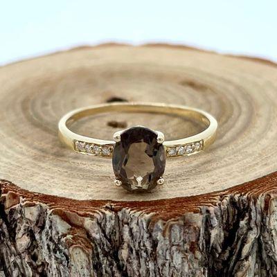 Smokey Quartz and Diamond Ring