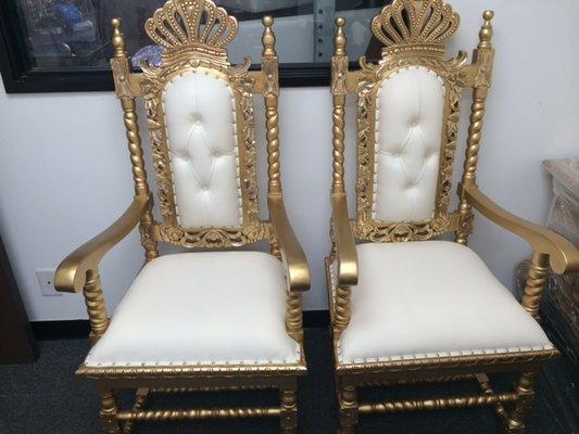 Gold king and queen bride and groom Throne chairs