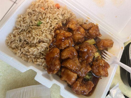 General Tso chicken & friend rice (lunch)