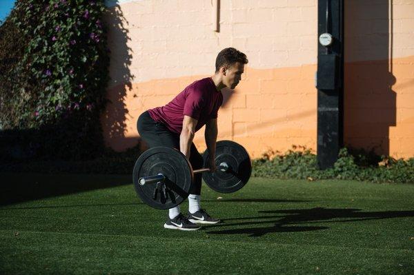 Work with a coach and do compound movements for strength and longevity!  Our strength specialists help improve your technique!