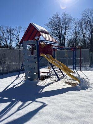 Early education play area in the snow.