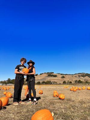 Me and my son and a awesome pumpkin patch in Nicasio, where he's been going for 9 years - since kindergarten.