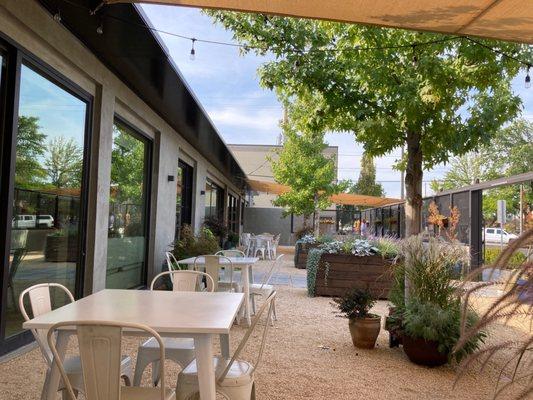 Patio seating on a lovely day