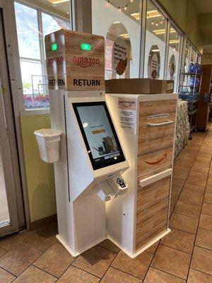 Amazon Return kiosk is located right near the exit past the check out peeps.  Very convenient & easy to use.