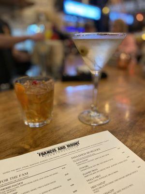 Peanut Butter Old Fashioned and a Dirty Martini