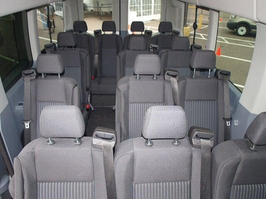 Seating arrangement in a 2016 Ford Transit 15 Passenger Van