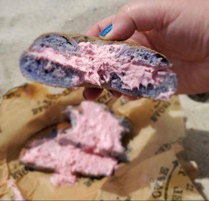 Blueberry Bagel with Strawberry Cream Cheese