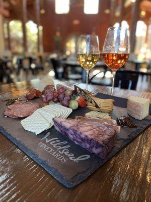 Wine and charcuterie board.