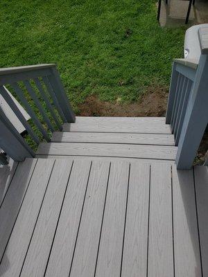 Steps up to pool deck.