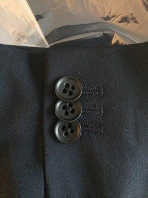 Fine details in the buttons on the sleeves of my suit jacket. He does great work!