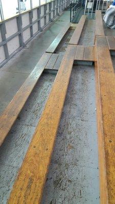 Wood bleachers