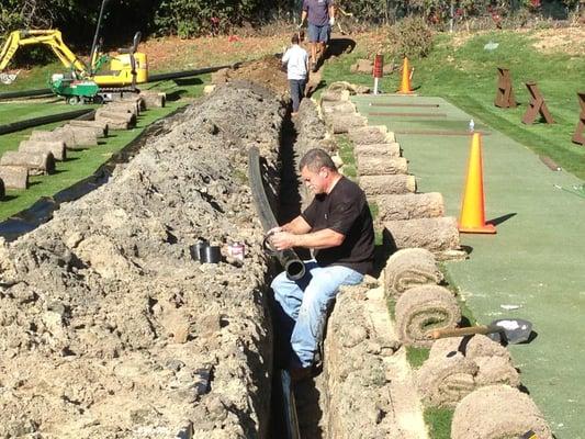 Installing A New Sewer Line In A Local Country Club Where No Tee Times Were Lost.