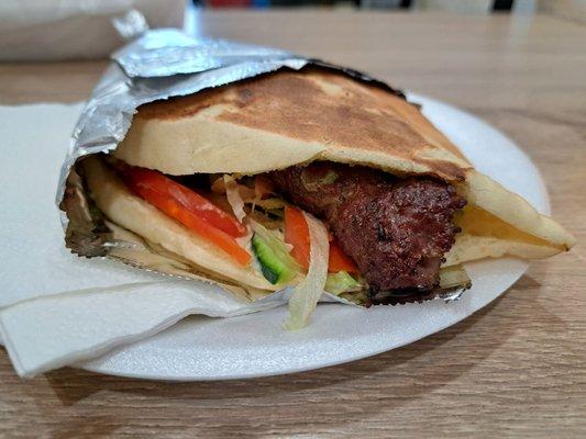 Beef Kabob Samoon sandwich