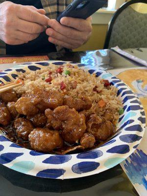 Number19 Orange chicken with bbq fried rice!