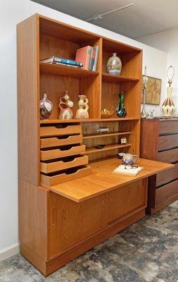 Vintage Poul Hundevad secretary desk with shelves