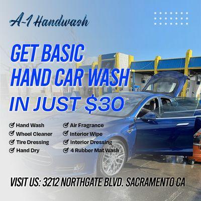 Get Basic Hand Car Wash in Just $30
Location: 3212 Northgate BLVD. Sacramento Ca