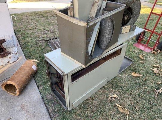 This was the junk furnace system that had become dangerous. They even hauled it off for us.