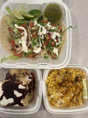 Fish tacos, Tres Leche, Elotes