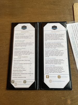 Dessert and Cocktails Menu