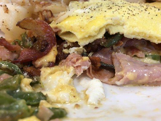 Inside the loaded omelet.