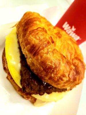 Shake Hands with Turkey Sausage, Egg, and Cheese, Croissant!!