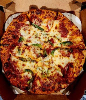 Jan 2023: $11.99 for small pepperoni, green pepper, extra sauce & and extra cheese. Quite good!