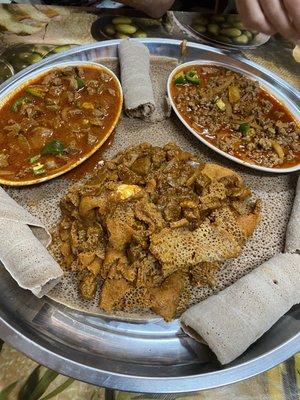 Injera, beef Awaze