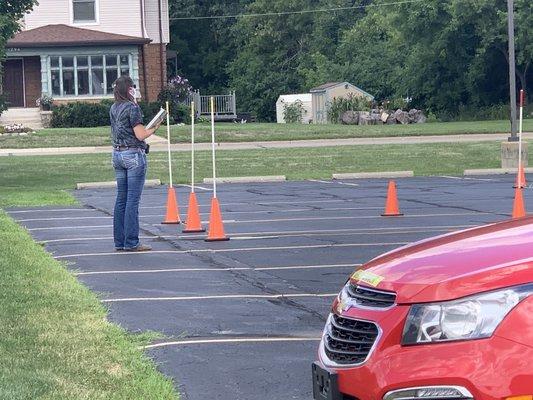 Rachel running the lot test.