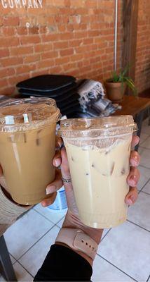 Left: Iced Lavender Vanilla Latte Right: Iced Salted Caramel Latte