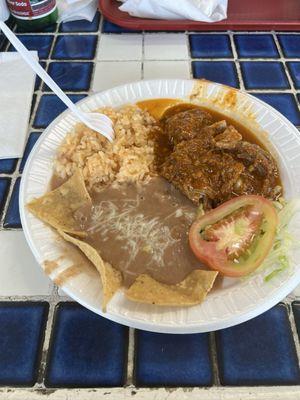 This plate is costillas de puerco the cost for this 14.99. Taste is ok not great but good. As could see small portions