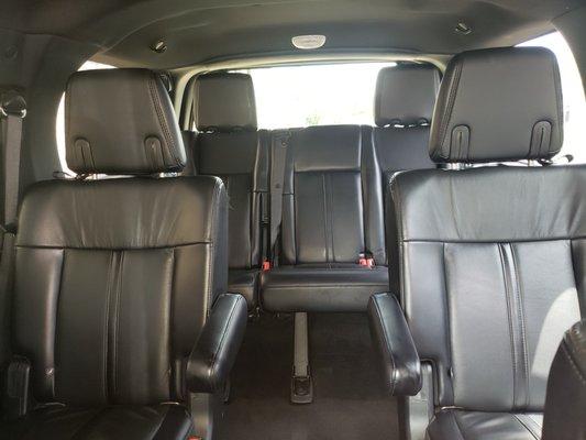 Large luxury black leather seats.  Can accommodate six passengers.