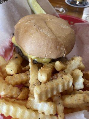 Cheeseburger and fries