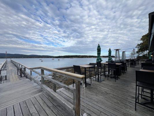 Outside dining area with a beautiful view