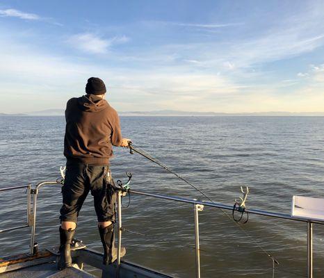 The Warrior Poet - Birthday Fishing Trip - SF to San Pablo Bay & back - March 17 2019.  "How to use shrimp to bait Sturgeon"