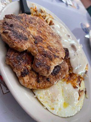 Pork chops breakfast