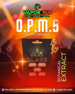 "Feel the boost with OPMS Black Capsules at Vapor Hub Chattahoochee!