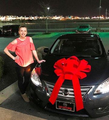 A father surprised his daughter with a Nissan Sentra. Congrats, Rachel!