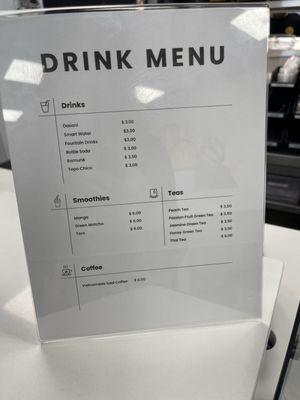 Prices of the drinks