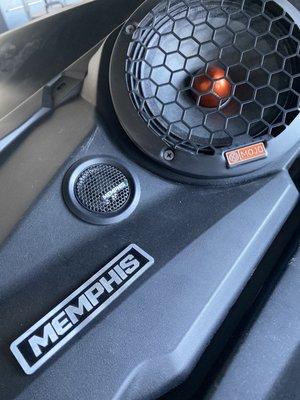 Component Speakers installed on a Can-Am Maverick Dash