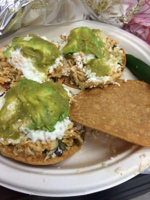 Montses Special- Chicken Tinga Tostadas. Simply delicious