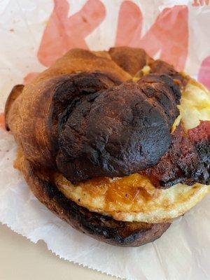 Burnt breakfast sandwich