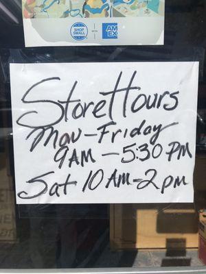 New store hours 11/2024