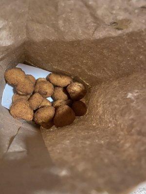 "Beer battered mushrooms" - firm layer of breading ok but not seasoned, mushrooms overly watery and beginning to go bad