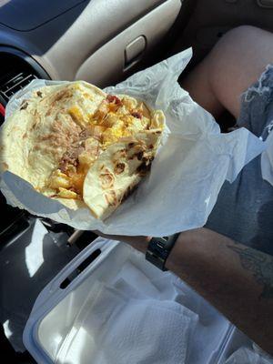 Big Bubba Burrito...eggs, potato, bacon, cheese....YUMMY!!!