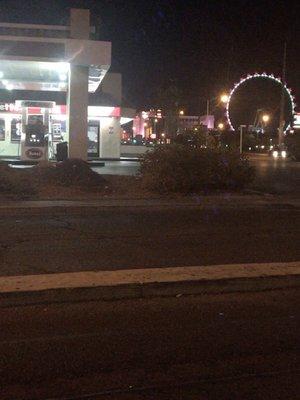 A bit of a view with the Linq's Observation Wheel....this gas station isn't too far from the Strip.